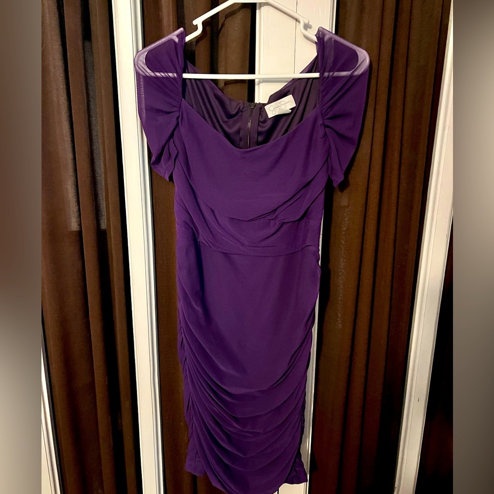 Women’s Size 8 Jessica Simpson Cap Sleeved Full Zip Ruched Bodycon Dress